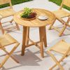 31.5 Inches Patio Dining Table with Slatted Tabletop and X-shaped Frame