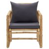 Garden Chair Set of 2 Dark grey, Natural Bamboo, Polyester