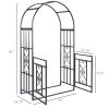 8ft Metal Garden Arch Grey with Double Doors Locking Gate for Wedding Bridal Party