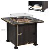34" Propane Gas Fire Pit Table, 50,000BTU Wicker Gas Firepit with Glass Wind Guard, Lava Rocks and Lid, CSA Certification for Outdoor