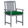 Patio Chair Set of 2 Gray Solid acacia wood Standard Durable