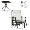 Outsunny 3-Piece Gliding Chair & Tea Table Set, Outdoor 2 Rocker Seats with Steel Frame, Tempered Glass Tabletop, Garden Patio Furniture, Cream White