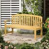 Outsunny Outdoor Patio Wood Bench 56 2-Seater Slatted Seat Backrest Arm Rests Natural