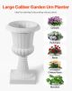 Plastic Urn Planters, 9.8 x 16.5 Inch, 2 Pack White Classic Flower Pots Front Porch Planters, Indoor & Outdoor Vase for Wedding, Party, Event, Home