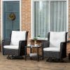 Porch Bistro Set Cream White Patio Furniture 360Â°Rotation Rocking Function 28.25x30.75x36.25