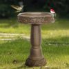 Outdoor Bird Bath for Garden Decoration - 23.8" H Concrete Bird Bath for Outside, Classical Birdbath Patio or Yard