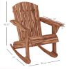 Outsunny Adirondack Rocking Chair, Carbonized Wood Outdoor Lounge Fire Pit Seating with Slatted Design