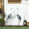 Outsunny 2-Piece Crane Garden Sculptures Blue for Lawn Patio Backyard Decoration 28.5"-29"
