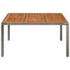 Garden Table With Wooden Top Grey