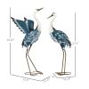 Outsunny Set of 2 Standing Bird Garden Sculptures, Heron Garden Statues for Lawn, Patio, Backyard Decoration, 29" & 27.5", Blue & White