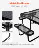 Picnic Table, Outdoor Weather Resistant Patio Dining Furniture Set, Heavy Duty Coated Steel Tables with Umbrella Hole