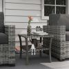 Rattan Wicker Outdoor Coffee Table with 2-Tier Storage Aluminum Frame Square Side Table with Tempered Glass Top Gray