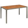 Garden Table With Wooden Top Grey