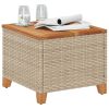 Garden Table Beige and Brown PE rattan Medium