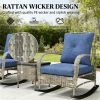 3-piece terrace furniture set, outdoor rocking chair with coffee table, garden set, gray