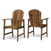 Outdoor Weather Resistant Acacia Wood Adirondack Dining Chairs (Set of 2), Natural Finish