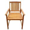Outdoor Chair Set of 2 Brown Solid Acacia wood Standard Durable