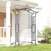Garden Arch, PE-Coated Steel Garden Arch Trellis with Extended Top, Black