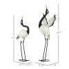 Outsunny Set of 2 Garden Sculptures, Heron Garden Statues for Lawn, Patio, Backyard Decoration, 35.5" & 40.5", White & Black