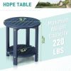 2-Tier Outdoor Side Table, HDPE Adirondack Table Patio Side Table, Weather Resistant End Table Small Outdoor Table, Navy Blue, Round