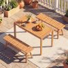 Outdoor Acacia Wood Dining Table with Slatted Tabletop for 4-6