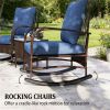3-piece terrace furniture set, outdoor rocking chair with coffee table, garden set, brown