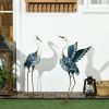 Outsunny Set of 2 Standing Bird Garden Sculptures, Heron Garden Statues for Lawn, Patio, Backyard Decoration, 29" & 27.5", Blue & White