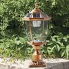 20"(H) Golden Solar Powered LED Outdoor Lantern, Vintage Garden Light with Elegant Glass Design for Pathways, Yards, and Patios (1-Pack)