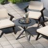 33.5 Inch Round Patio Bistro Table with Wood-Like Top and X-Shaped Legs