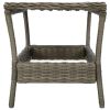 Garden Table Brown Poly Rattan, Powder-Coated Steel, PP Board