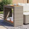 Garden Side Table Grey and Brown PE Rattan Small Durable