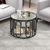 24 Inch Round Coffee Table with Oval Swivel Brackets