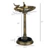 Outsunny Antique Bronze Birdbath 32" with Planter Pedestal & Bird Statues Garden Decor
