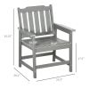 Outsunny Outdoor Dining Chair Plastic Patio Armchair with Armrests Slatted Back Gray for Lawn Garden Poolside