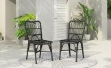 Outdoor PE Wicker Patio Dining Chairs Set of 2,Outdoor Rattan chairs for Backyard, Poolside, Garden, GREY