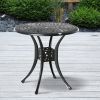 30 Round Patio Dining Table Antique Cast Aluminum with Umbrella Hole Bistro Style Black
