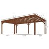 12' x 20' Outdoor Wooden Pergola, Grape Vine Gazebo with Concrete Anchors for Garden, Patio, Backyard, Deck, Brown