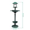 Outdoor Solar Lighted Pedestal Bird Bath Resin Fountain Decoration with Planter and Feeder, Decorative Vintage Bird Feeder for Garden Yard, Green