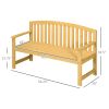 Outsunny Outdoor Patio Wood Bench 56 2-Seater Slatted Seat Backrest Arm Rests Natural