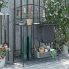 Outsunny Potting Worktable Steel Work Surface with Large Inbuilt Sack Cover 5 Hanging Hooks Storage Shelf