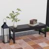 Outsunny 47" Outdoor Bench Seat, HDPE All-Weather Garden Bench, Backless Slatted Patio Bench for Yard, Porch, Park, Black