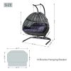 Direct Wicker Swing Egg Chair,  All-Weather Rattan Hanging Hammock Chair for Home Bedroom Patio Balcony,Black&Grey