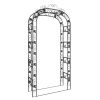Garden Arch Black Powder-Coated Steel Large Decorative Inlays