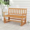 2-Person Outdoor Acacia Wood Glider Bench Patio Swing Rocking Loveseat