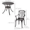 5 Pieces Outdoor Dining Set, Cast Aluminium Patio Table and Chairs with Parasol Hole, Patio Dining Set for 4, Brown