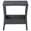 Garden Table Dark Grey PE Rattan, Powder-Coated Steel, PP board