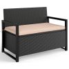 Patio Storage Bench Outdoor Wicker Loveseat with Built-in Storage