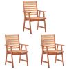 Outdoor Chair Set of 3 Natural Acacia Solid Acacia Wood Standard