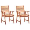Outdoor Chair Set of 2 Anthracite Solid Acacia wood, Polyester