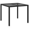 Garden Dining Table Black 35.4" x 35.4" x 29.5" Poly rattan